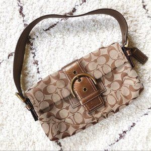 EUC Authentic Coach Small Shoulder Bag Purse CC Pattern Model 8K38 Tan & Brown